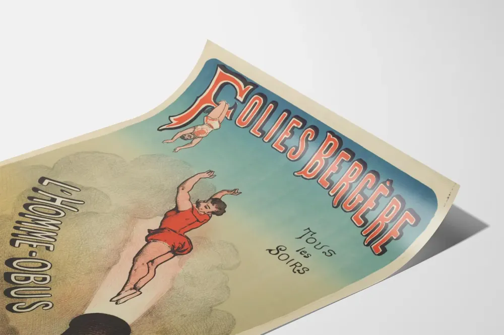 Plakat vintage Folies Bergère L'Homme-Obus Les Frères Mayol