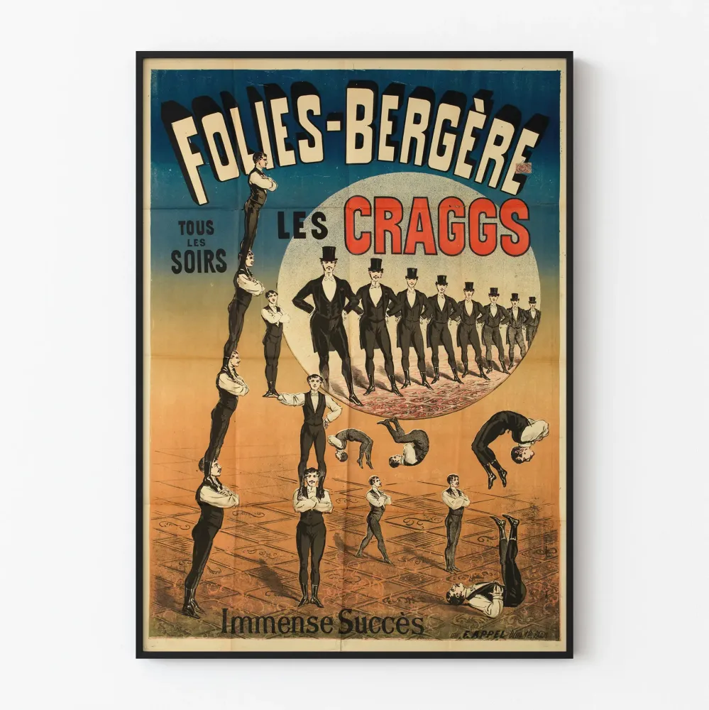 Plakat vintage Folies-Bergère Les Craggs spektakl akrobatyczny