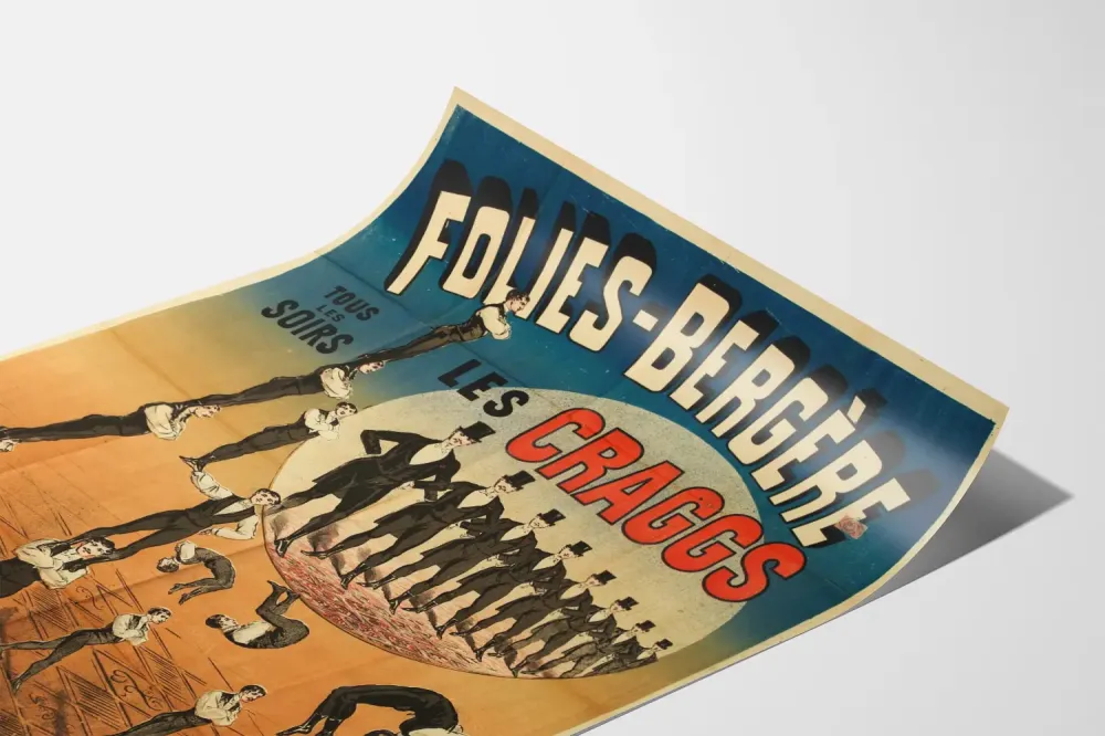 Plakat vintage Folies-Bergère Les Craggs spektakl akrobatyczny
