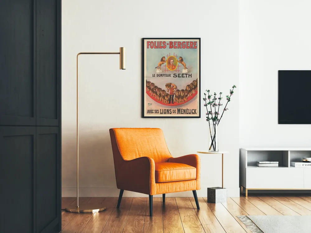 Plakat vintage Folies-Bergère: Treser Seeth i jego lwy Ménélick