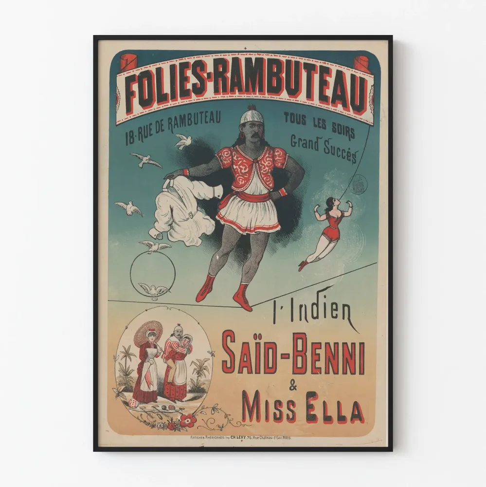 Plakat Vintage Folies-Rambuteau Saïd-Benni i Miss Ella