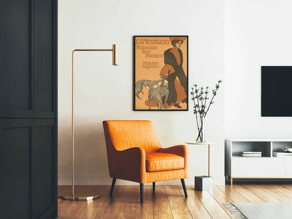 Plakat vintage Futra E. & O. Merzbacher w Monachium