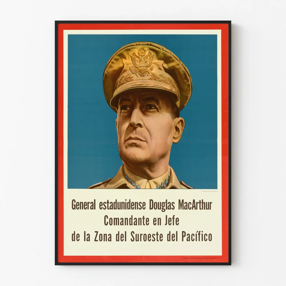 Plakat vintage generał Douglasa MacArthura, dowódcy Pacyfiku