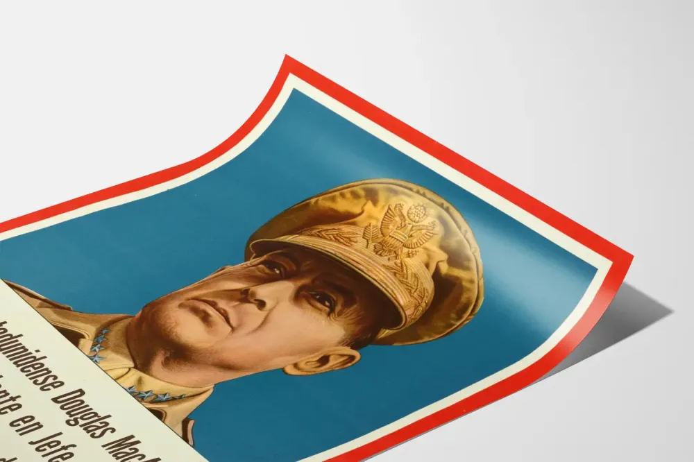 Plakat vintage generał Douglasa MacArthura, dowódcy Pacyfiku