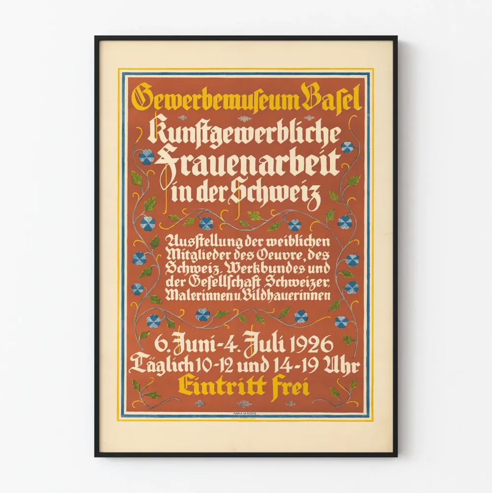 Plakat vintage Gewerbemuseum Basel wystawa sztuki kobiecej Szwajcaria 1926
