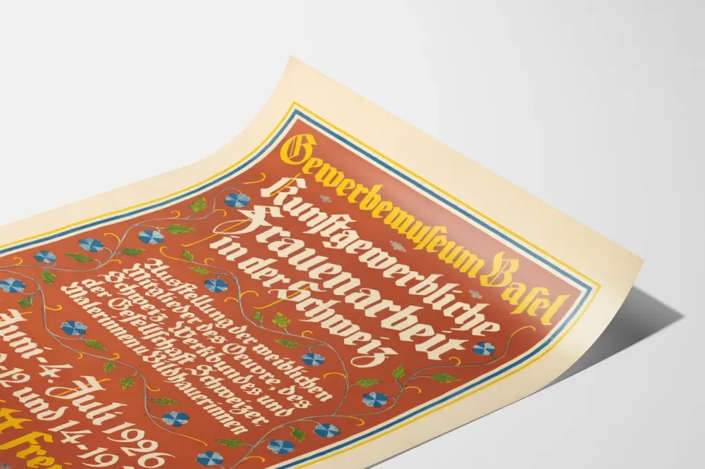 Plakat vintage Gewerbemuseum Basel wystawa sztuki kobiecej Szwajcaria 1926