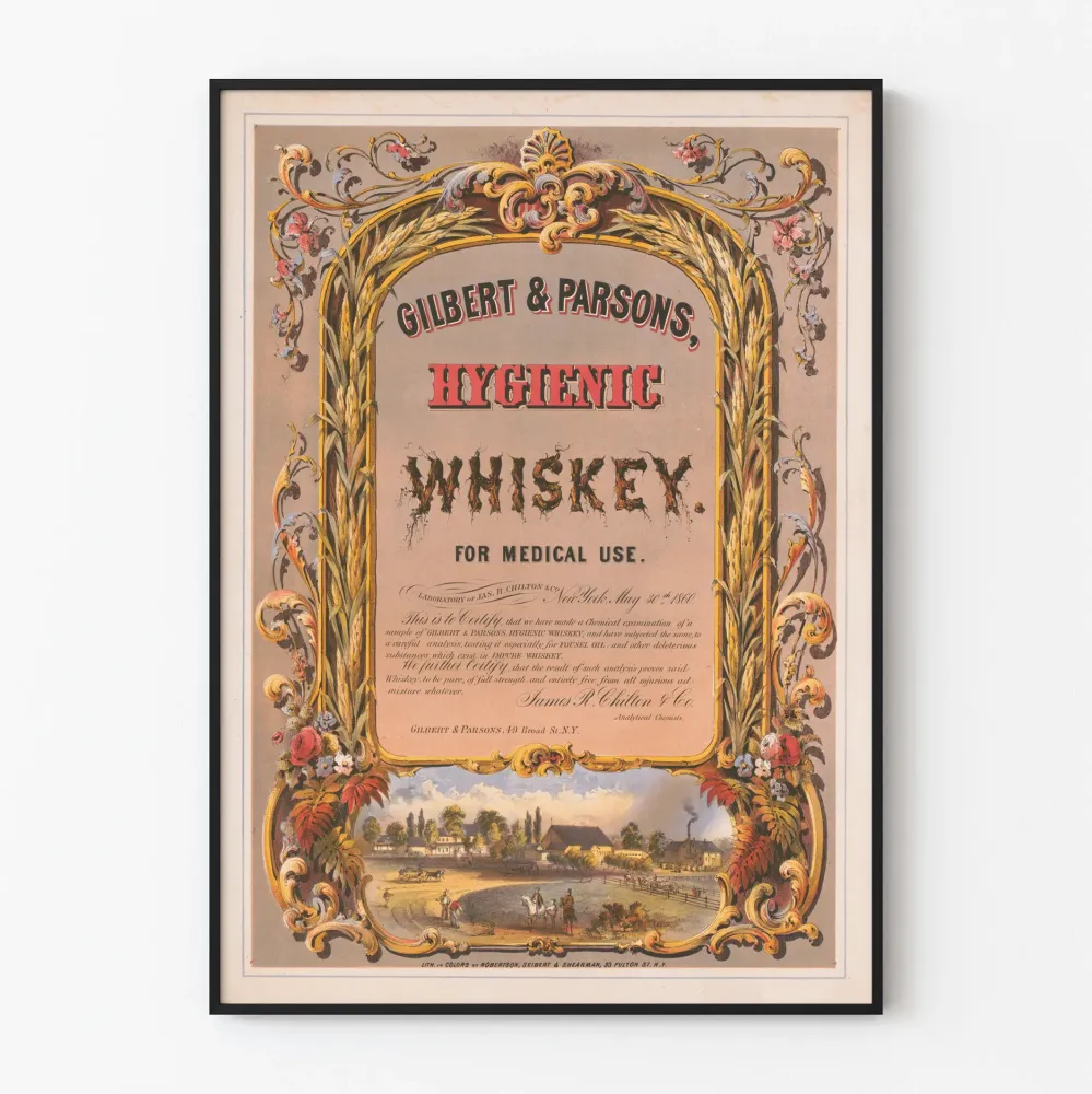 Plakat vintage Gilbert & Parsons Hygienic Whiskey Medyczny
