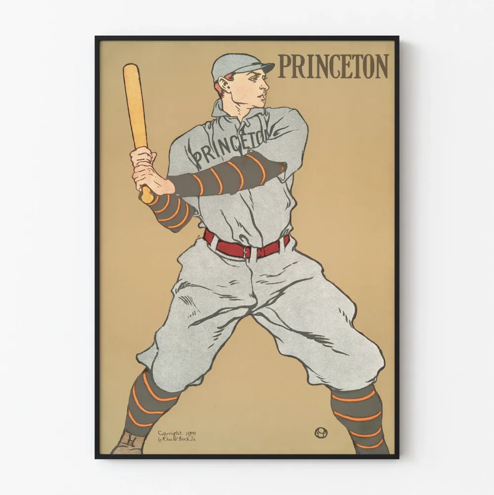 Plakat vintage gracza baseballowego Princeton