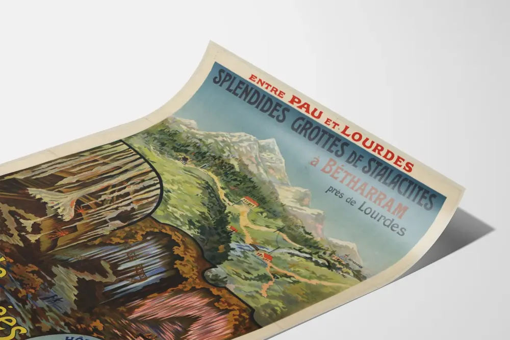 Plakat vintage Groty Bétharram, Cud Pirenejów