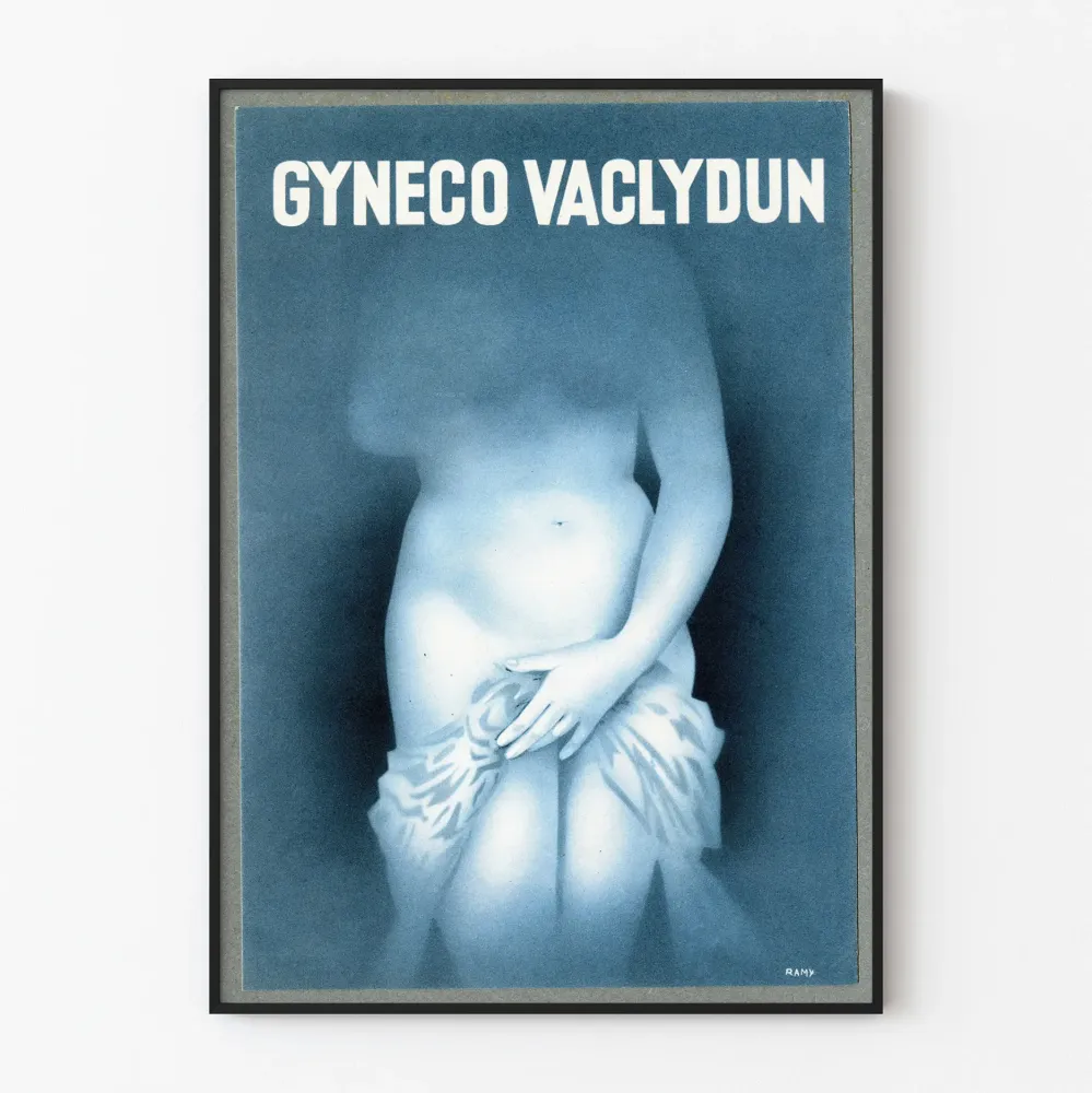 Plakat vintage Gyneco Vaclydun z klasyczną rzeźbą
