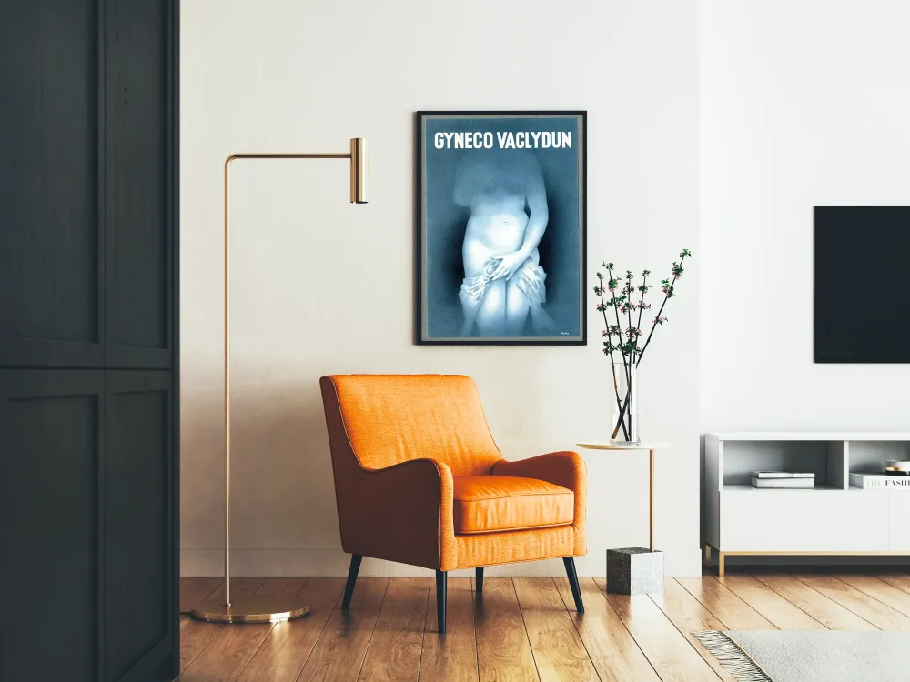 Plakat vintage Gyneco Vaclydun z klasyczną rzeźbą