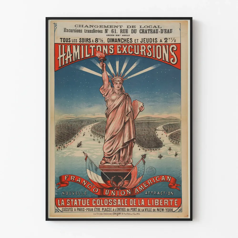Plakat vintage Hamiltons Excursions Statua Wolności