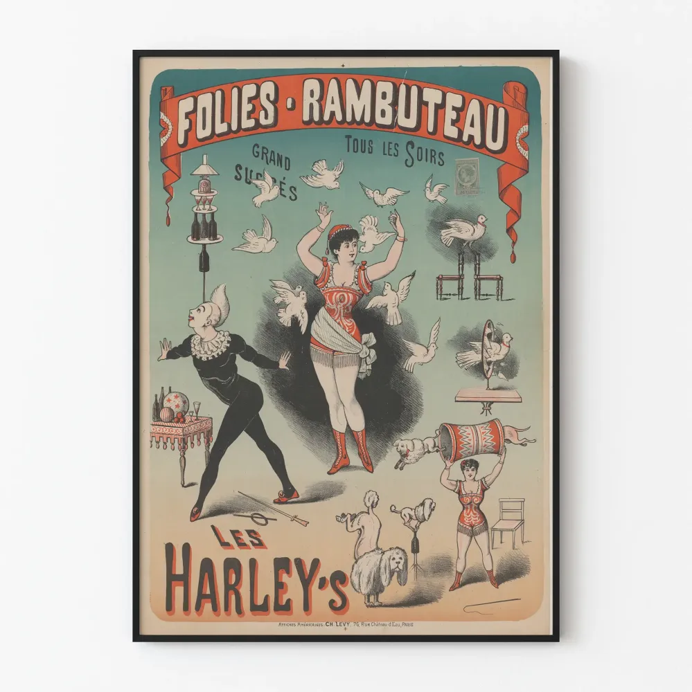 Plakat vintage Harley's w Folies Rambuteau