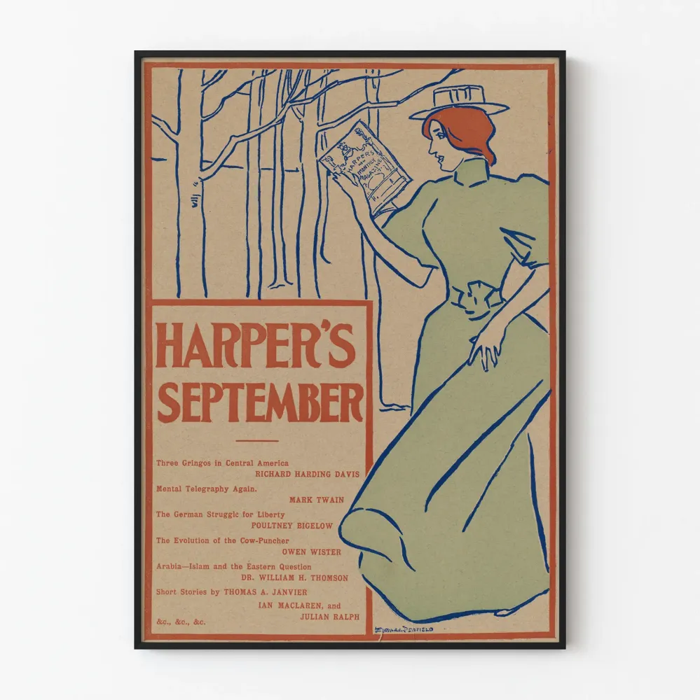 Plakat vintage Harper's wrzesień styl secesja