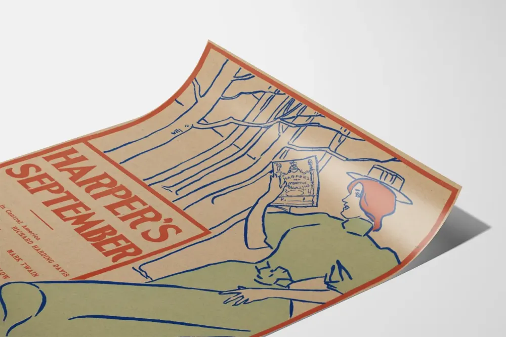 Plakat vintage Harper's wrzesień styl secesja
