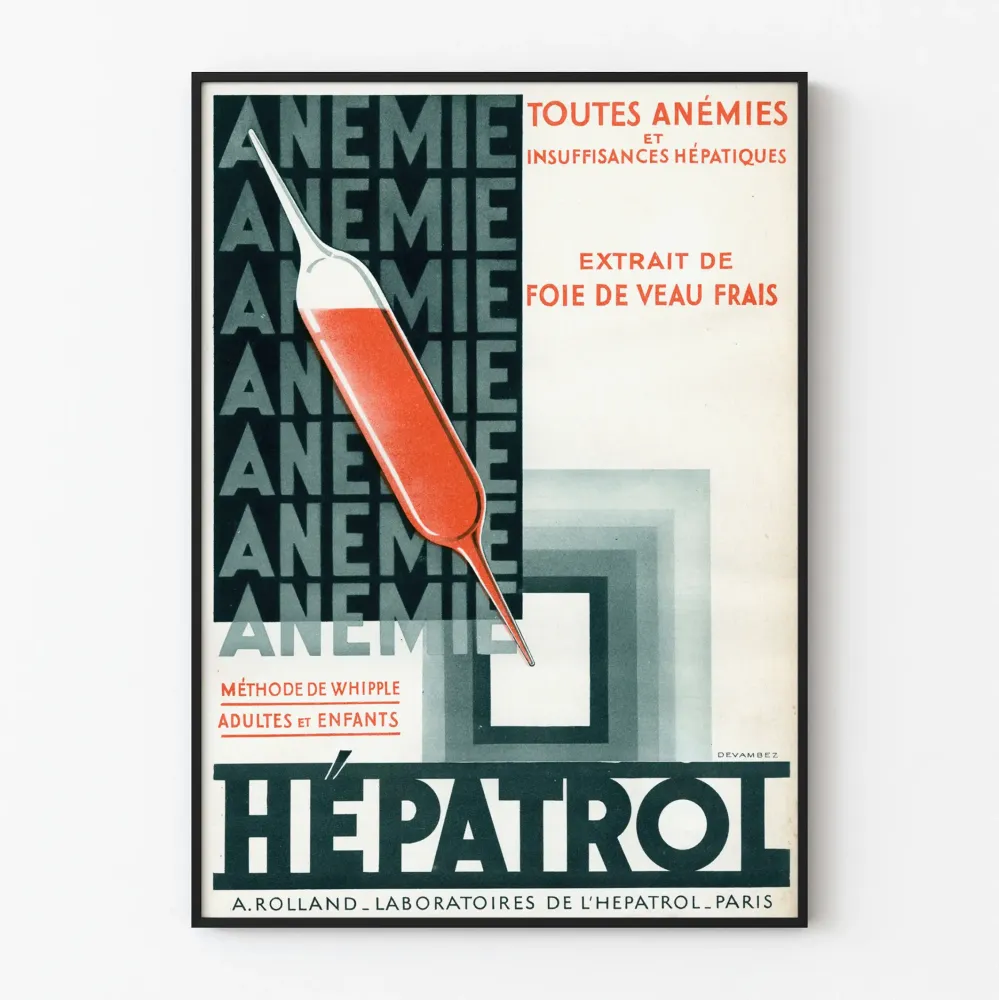 Plakat vintage Hepatrol - Anemia i niewydolność wątroby
