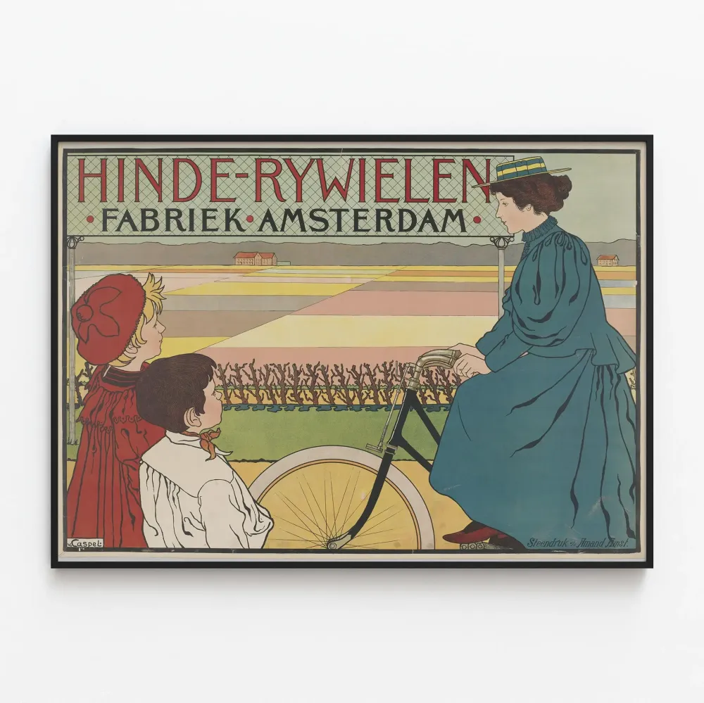 Plakat vintage Hinde Rywielen - Fabryka rowerów w Amsterdamie