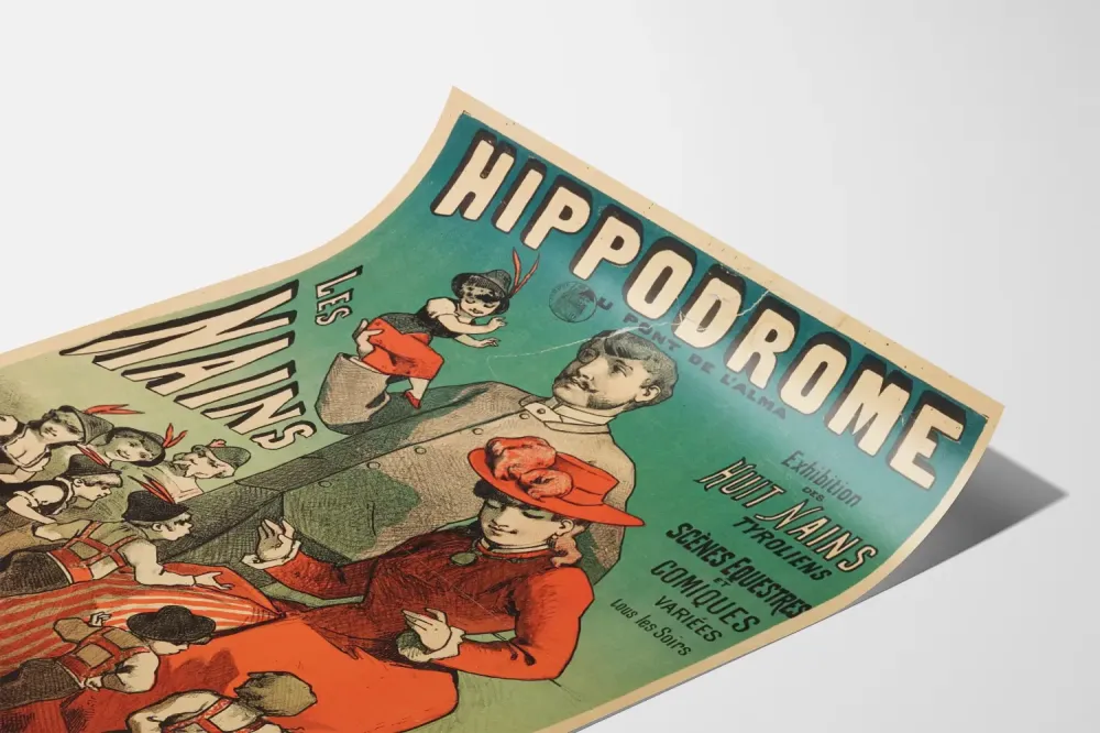 Plakat vintage Hipodrom Pont de l'Alma - Wystawa Ośmiu Tyrolskich Krasnali