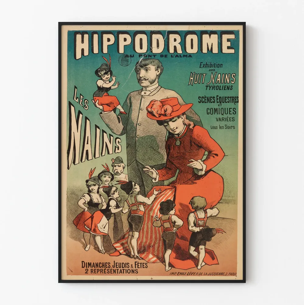 Plakat vintage Hipodrom Pont de l'Alma - Wystawa Ośmiu Tyrolskich Krasnali