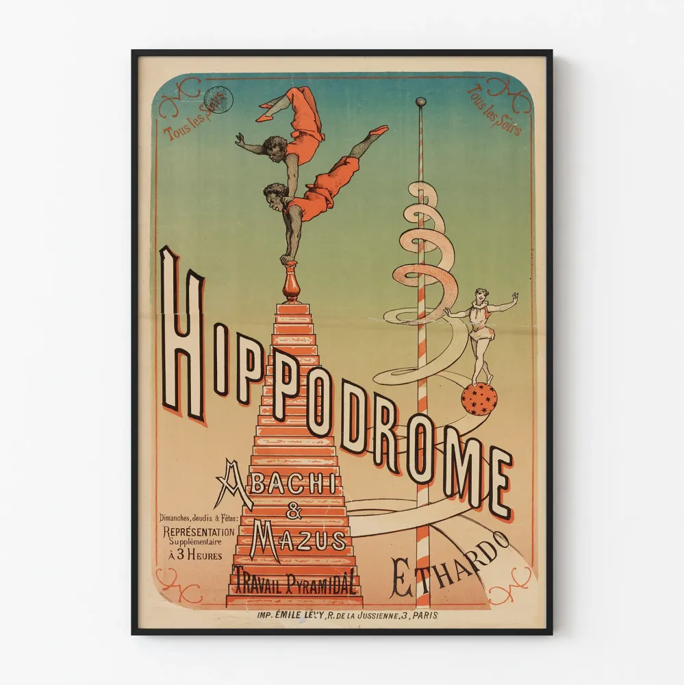 Plakat vintage hipodromu, praca, piramidalny, Mazus i Abachi