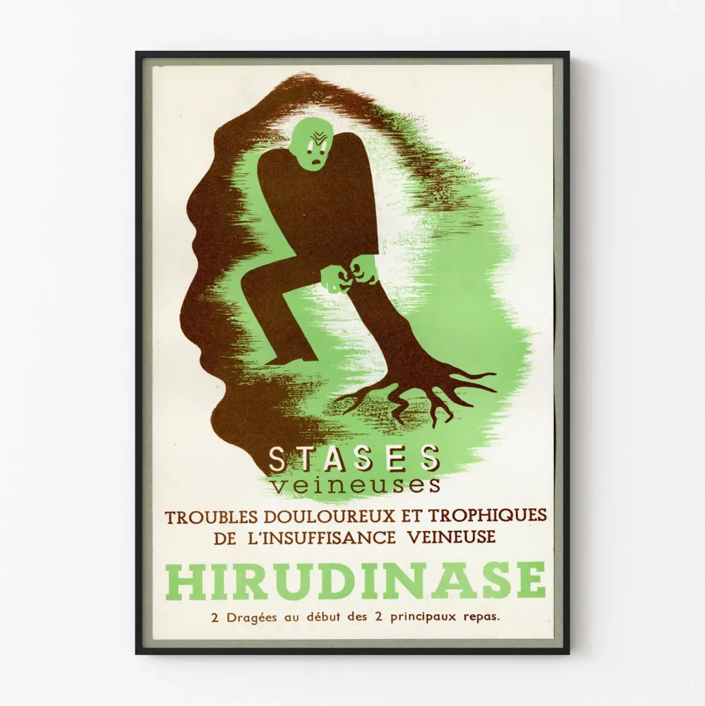 Plakat vintage Hirudynaza na dolegliwości żylne
