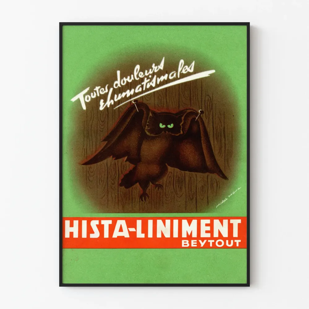 Plakat vintage Hista-Liniment Beytout na bóle i reumatyzm