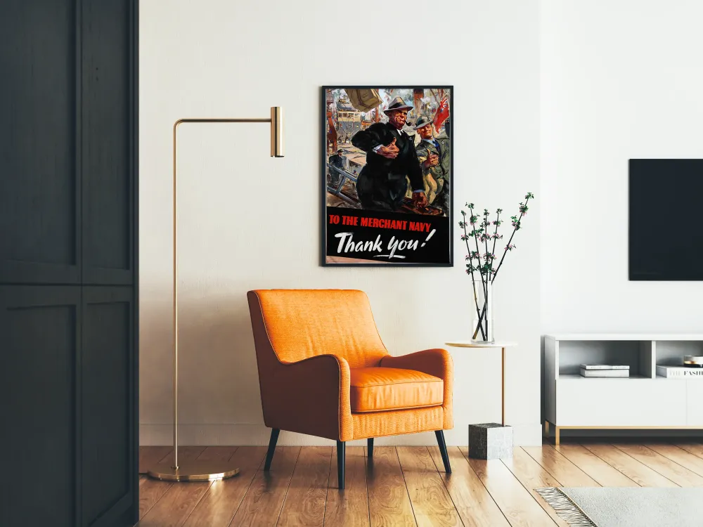 Plakat vintage hołd dla Marynarki handlowej - Dziękujemy za Marynarkę Handlową