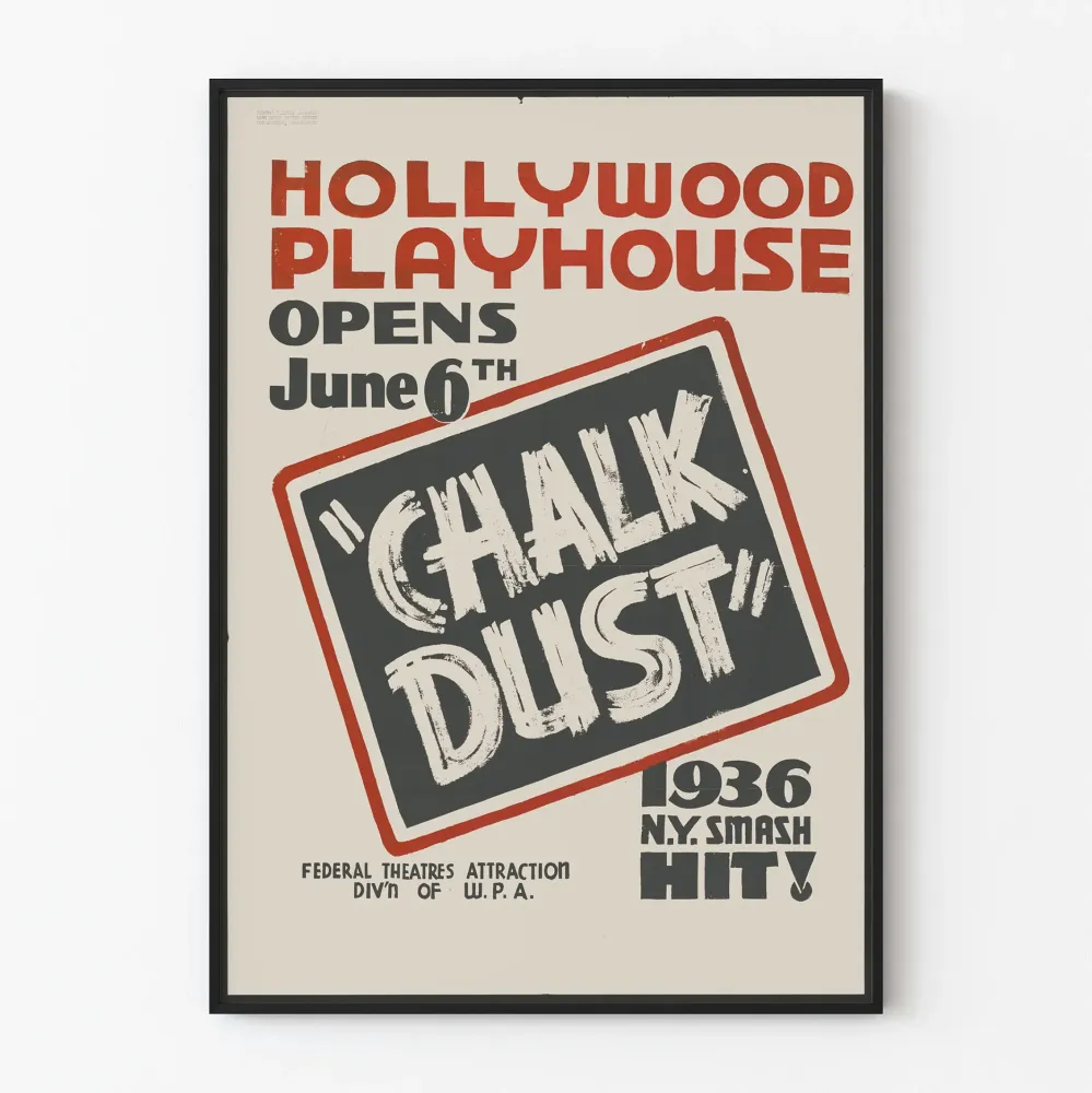 Plakat vintage Hollywood Playhouse Chalk Dust 1936