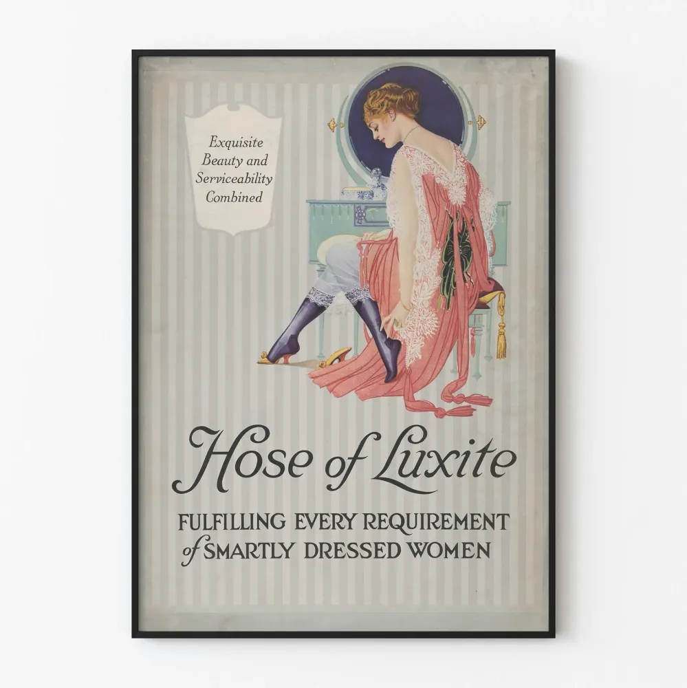 Plakat vintage Hose Luxite – Elegancja i wyrafinowanie kobiece