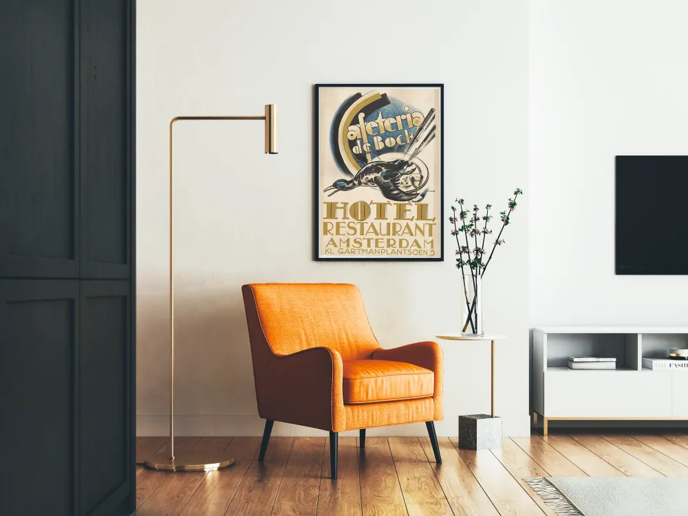 Plakat vintage Hotel Restauracja Amsterdam Kleine Gartmanplantsoen