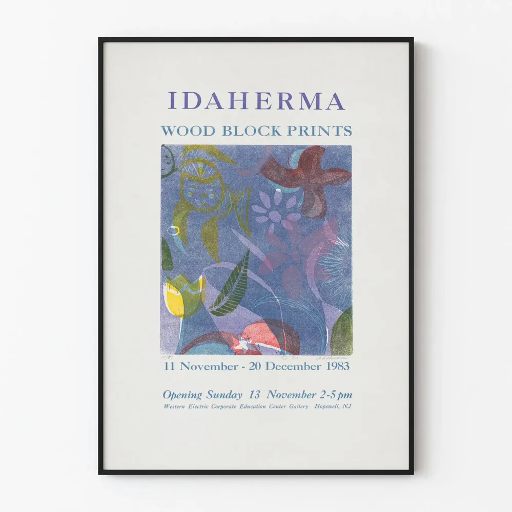 Plakat Vintage Idaherma Druki na drewnie z 1983 roku