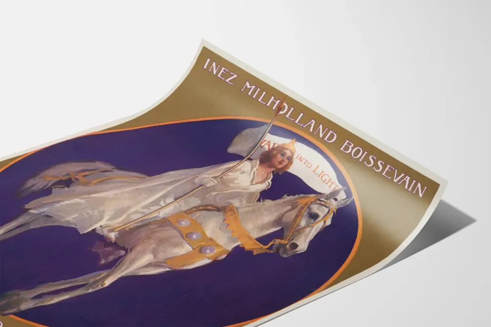 Plakat vintage Inez Milholland Boissevain na białym koniu