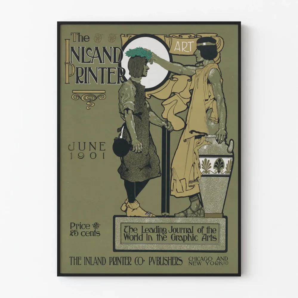Plakat vintage Inland Printer, czerwiec 1901, sztuka graficzna