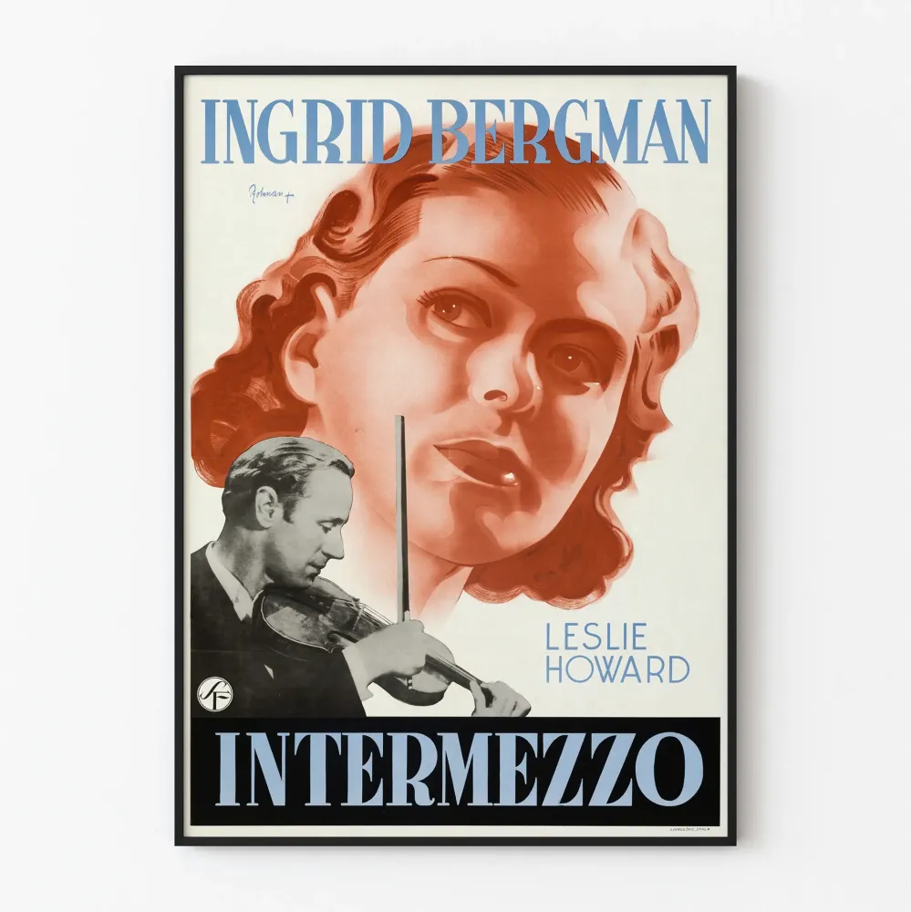 Plakat vintage Intermezzo z Ingrid Bergman i skrzypkiem