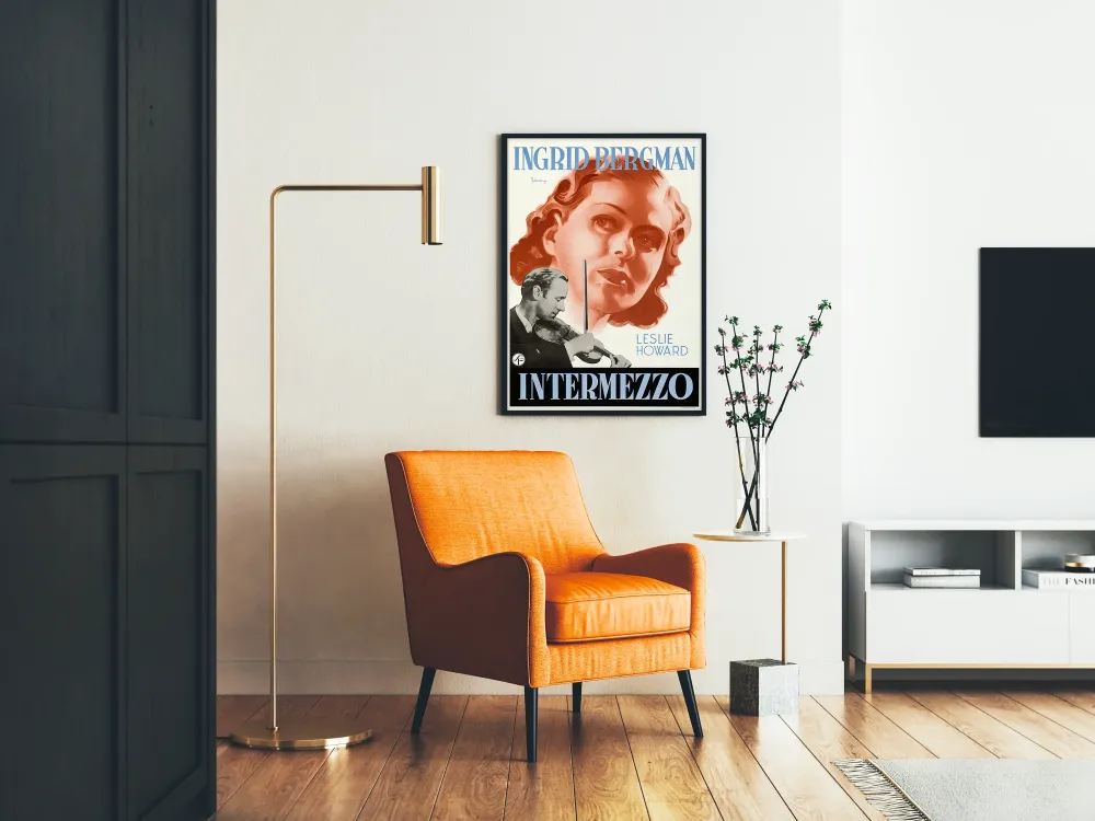 Plakat vintage Intermezzo z Ingrid Bergman i skrzypkiem
