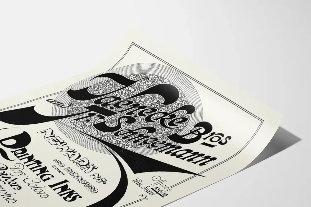 Plakat vintage Jaenecke Bros & Fr. Schneemann Wydruk i tusze
