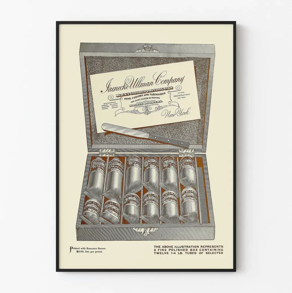 Plakat vintage Jaenecke-Ullman Company tuby farb drukarskich