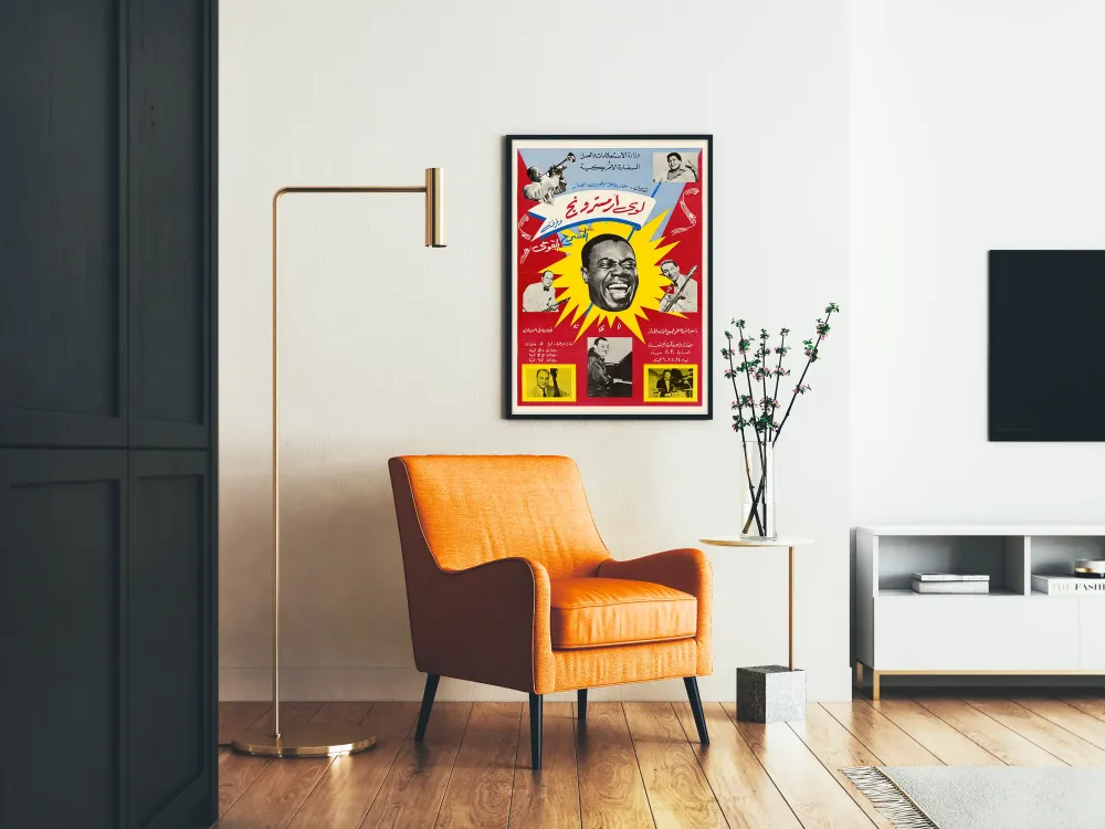 Plakat vintage jazz Louis Armstrong i wielcy muzycy