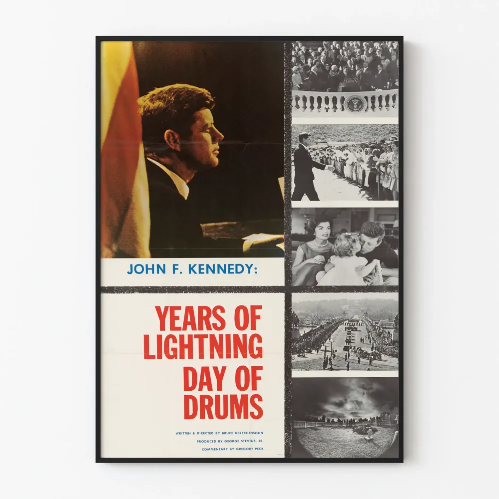 Plakat vintage John F. Kennedy Lata błyskawic Dzień bębnów