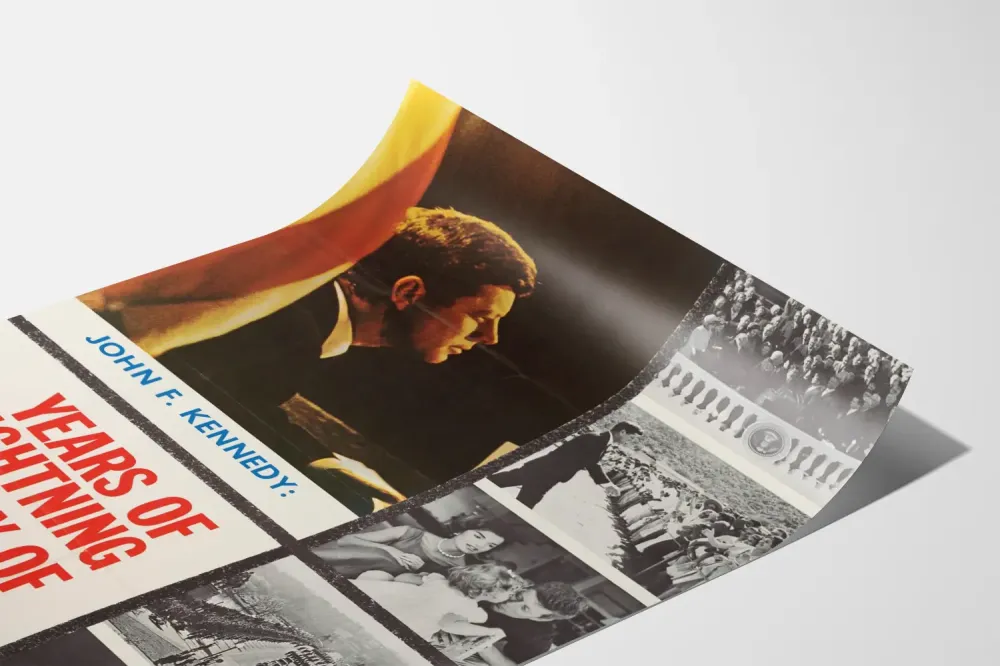 Plakat vintage John F. Kennedy Lata błyskawic Dzień bębnów