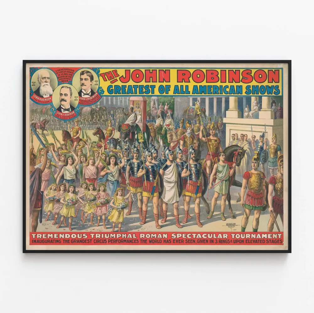 Plakat vintage John Robinson Największe z wszystkich amerykańskich pokazów