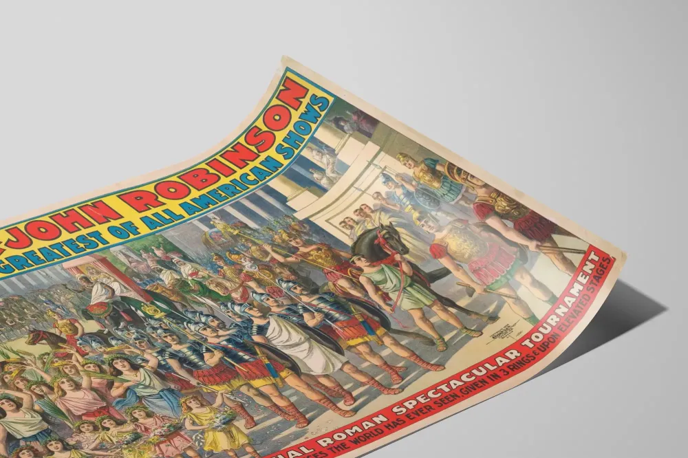Plakat vintage John Robinson Największe z wszystkich amerykańskich pokazów