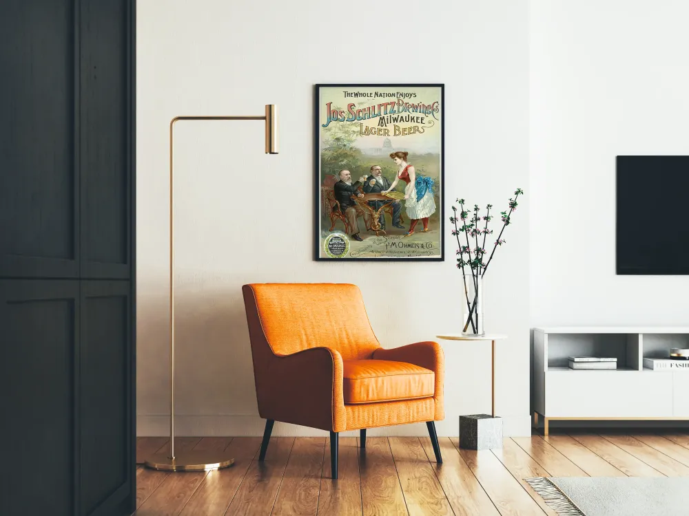 Plakat vintage Jos Schlitz Brewing Co. Milwaukee Lager Beer