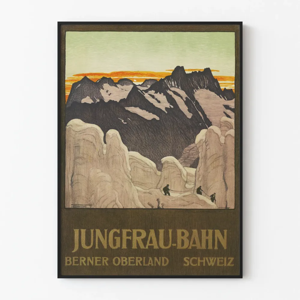 Plakat vintage Jungfrau-Bahn Berner Oberland Szwajcaria