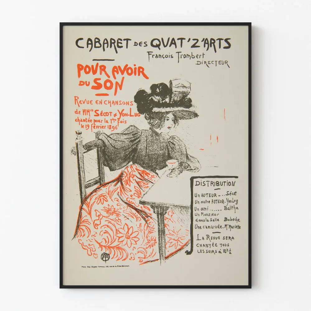 Plakat vintage Kabaret Quat'Z'Arts - Aby mieć dźwięk, 1896