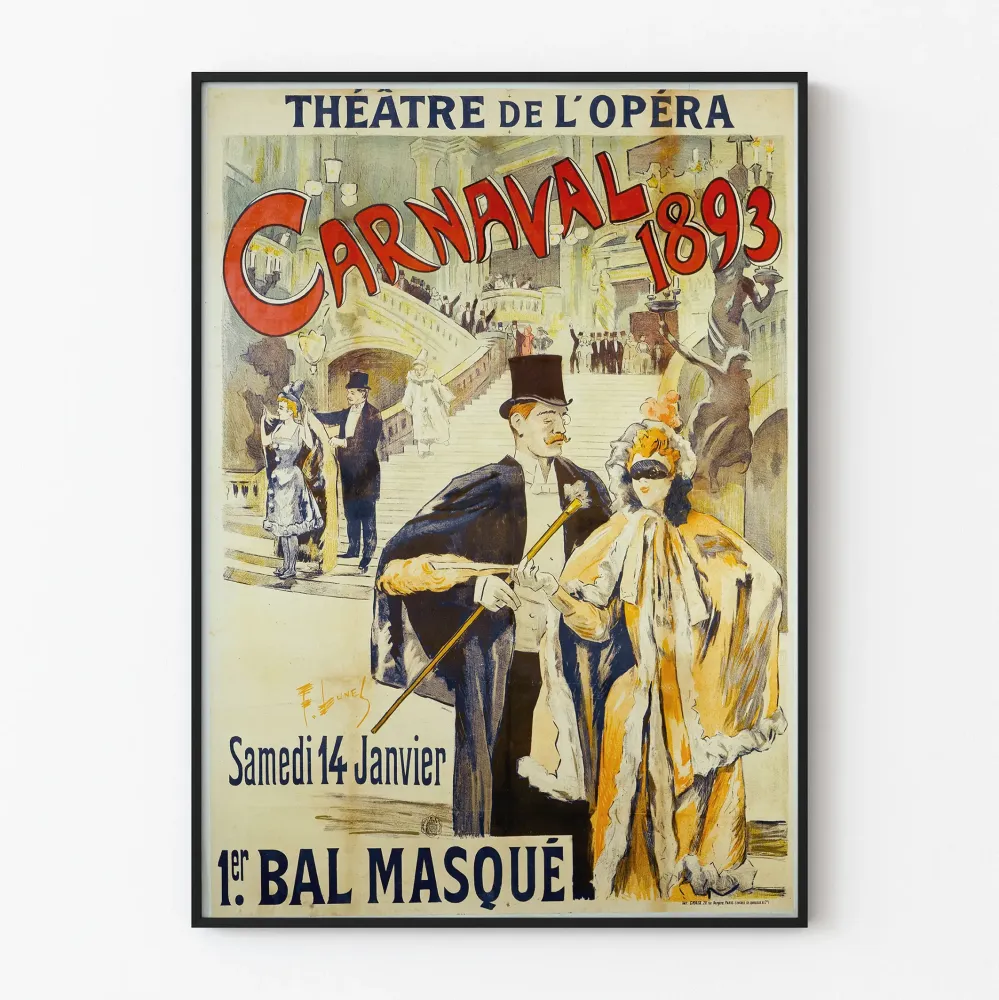 Plakat vintage Karnawał 1893 Teatr Opery Bal Maskowy