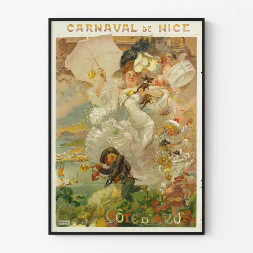 Plakat Vintage Karnawał w Nicei Côte d'Azur