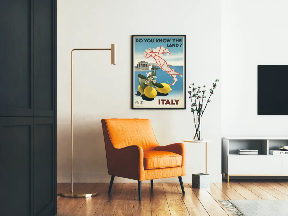 Plakat Vintage Karta i Cytryna z Włoch