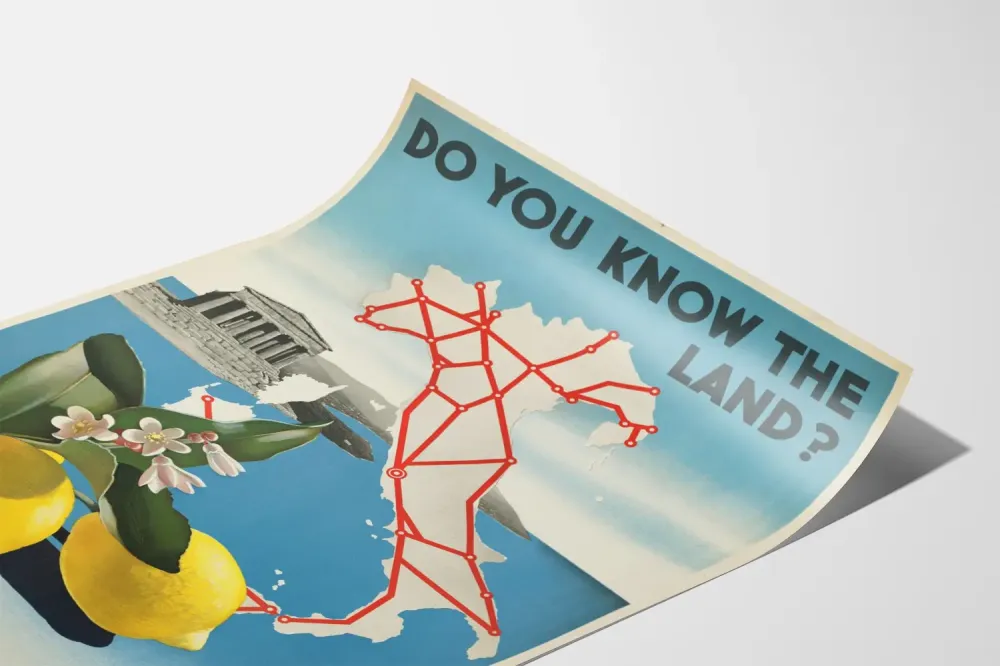 Plakat Vintage Karta i Cytryna z Włoch