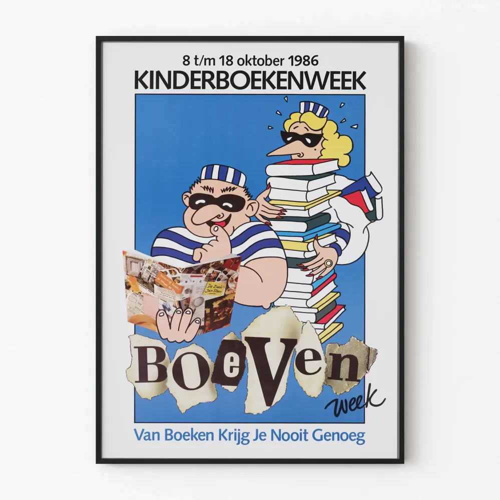 Plakat vintage Kinderboekenweek 1986 edycja specjalna Boevenweek
